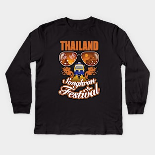 Thailand Songkran festival summer in Bangkok sunrise with tuk-tuk taxi Kids Long Sleeve T-Shirt